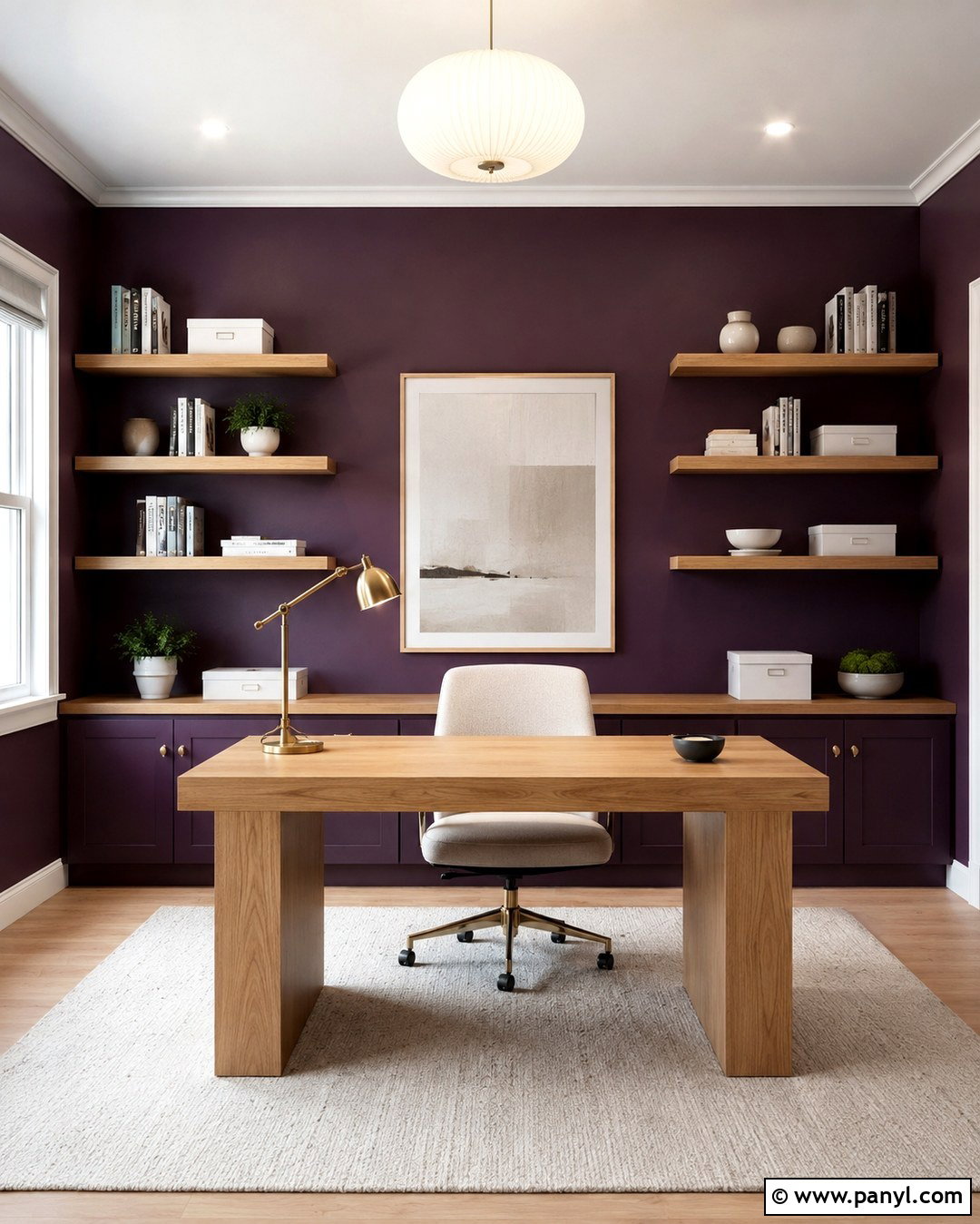 Eggplant Home Office Wall - 20 Eggplant Wall Ideas