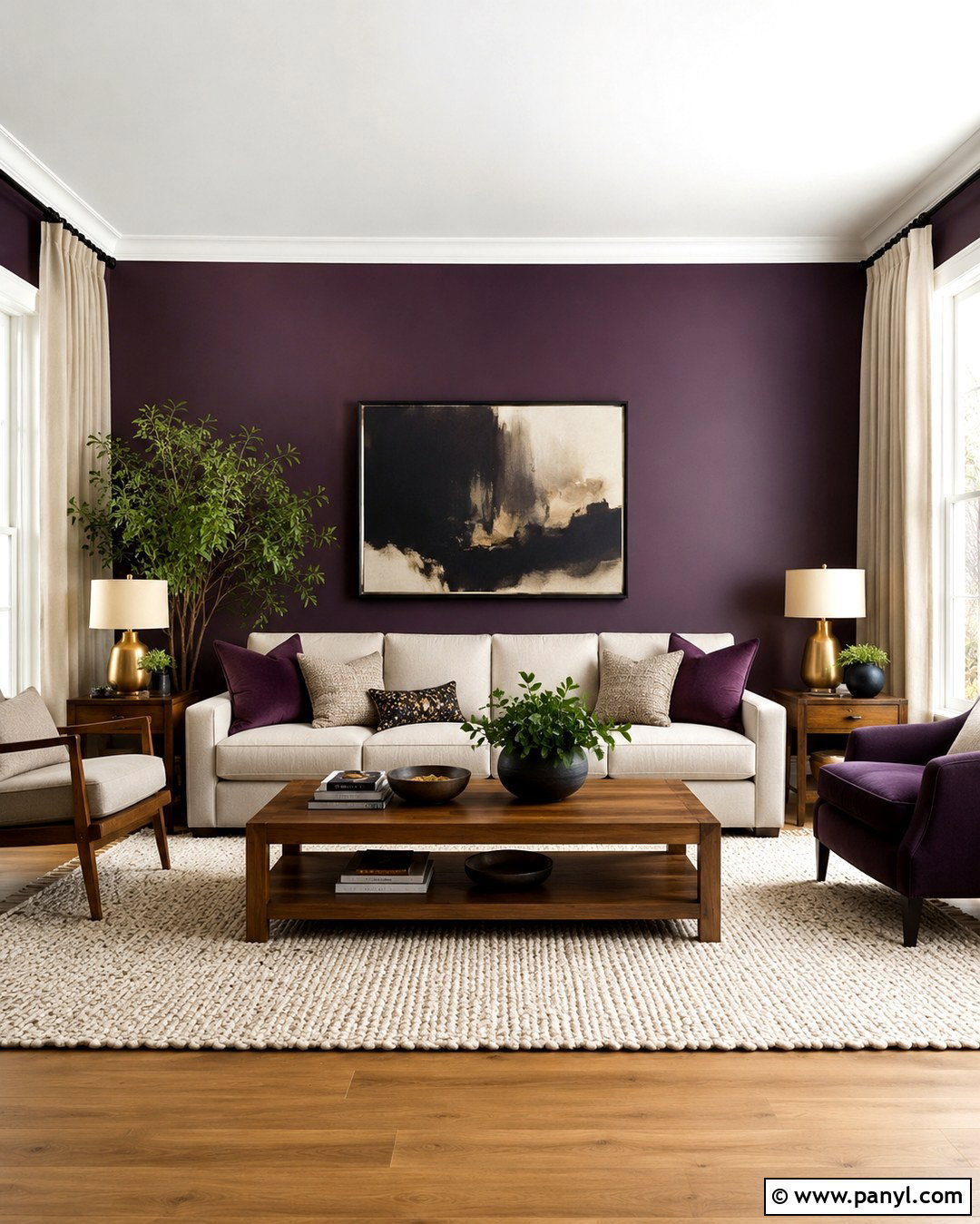 Eggplant Living Room Accent Wall - 20 Eggplant Wall Ideas