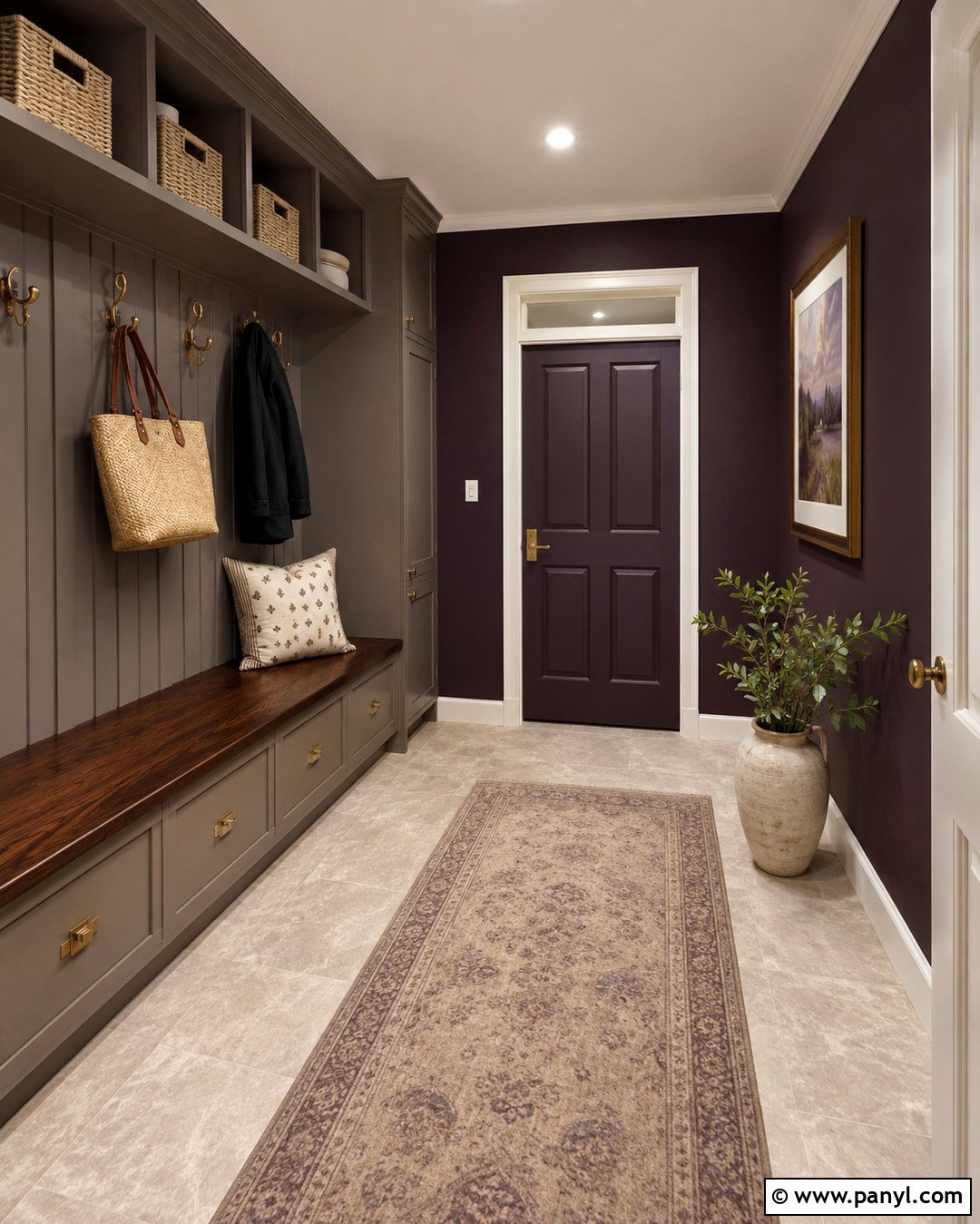 Eggplant Purple Mudroom Walls - 20 Dark Mudroom Wall Colors