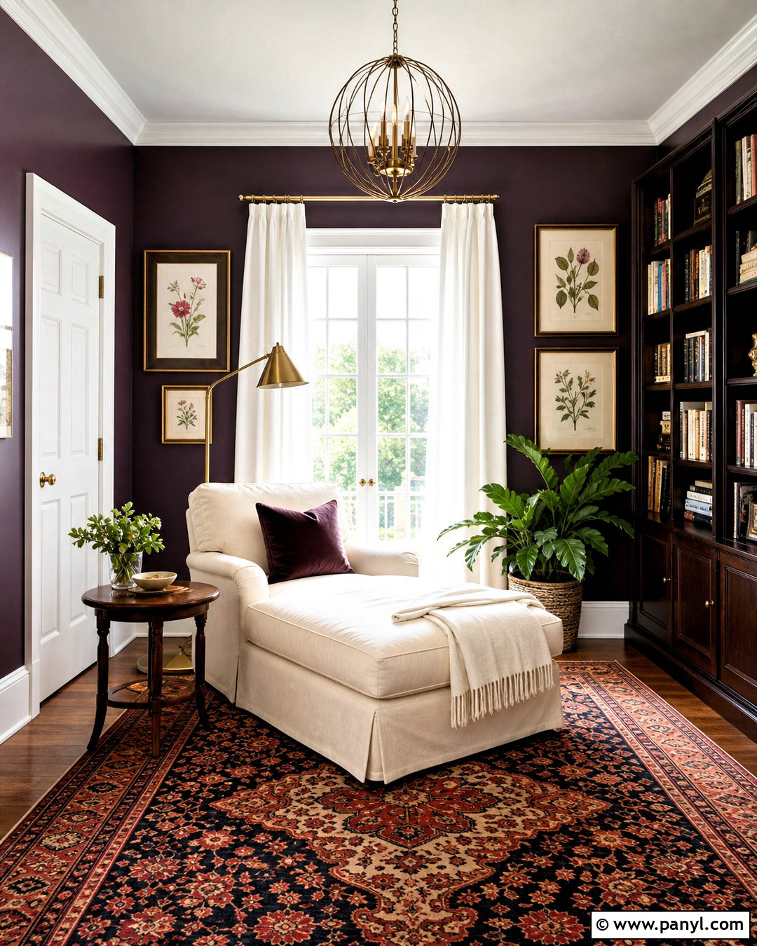 Eggplant Reading Room Walls With White Trim - 20 dark walls white trim ideas