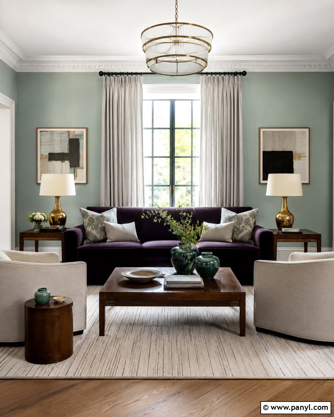 Eggplant Sofa With Celadon Green Walls - 20 Purple Sofa Green Walls