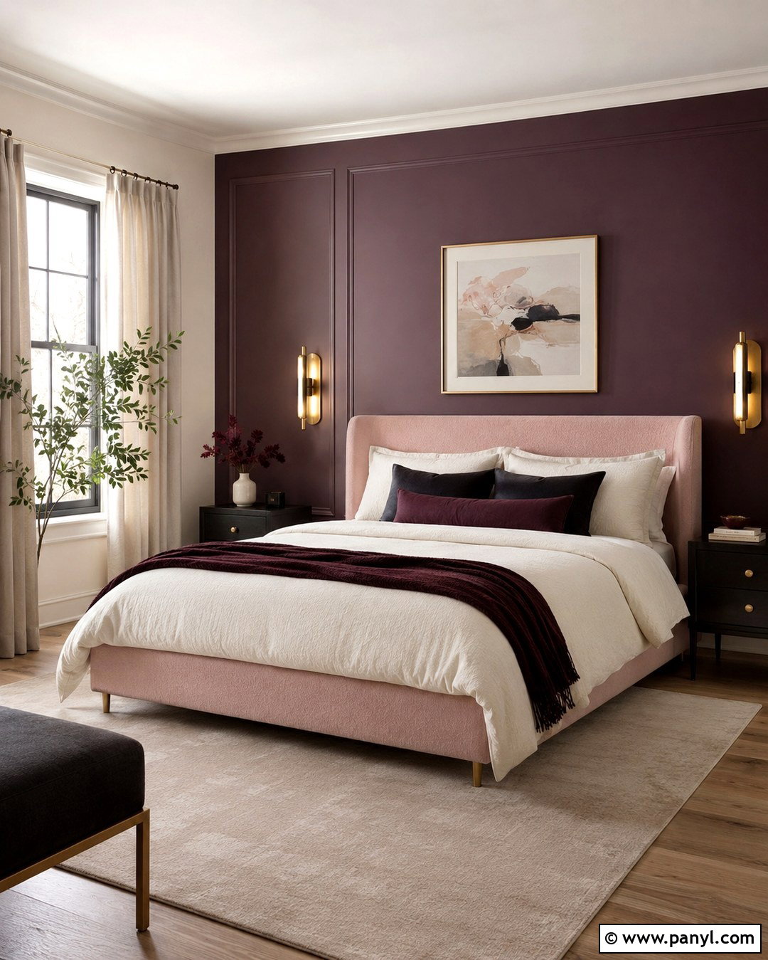 Eggplant Wall With Blush Pink - 20 Eggplant Wall Ideas