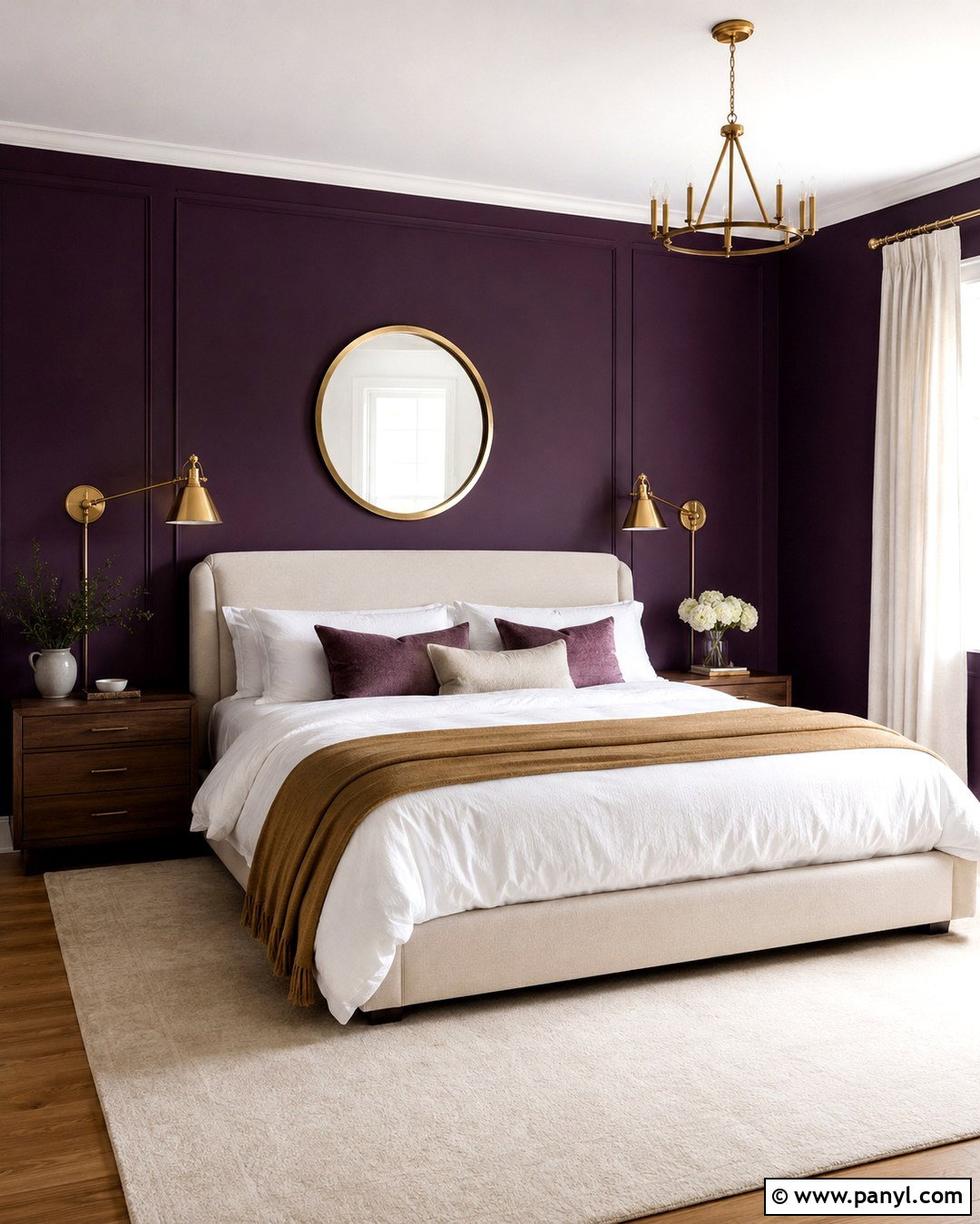 Eggplant Wall With Brass Decor - 20 Eggplant Wall Ideas