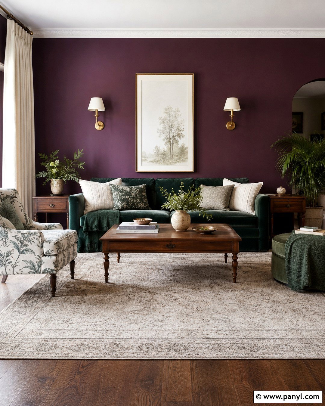 Eggplant Wall With Emerald Green - 20 Eggplant Wall Ideas