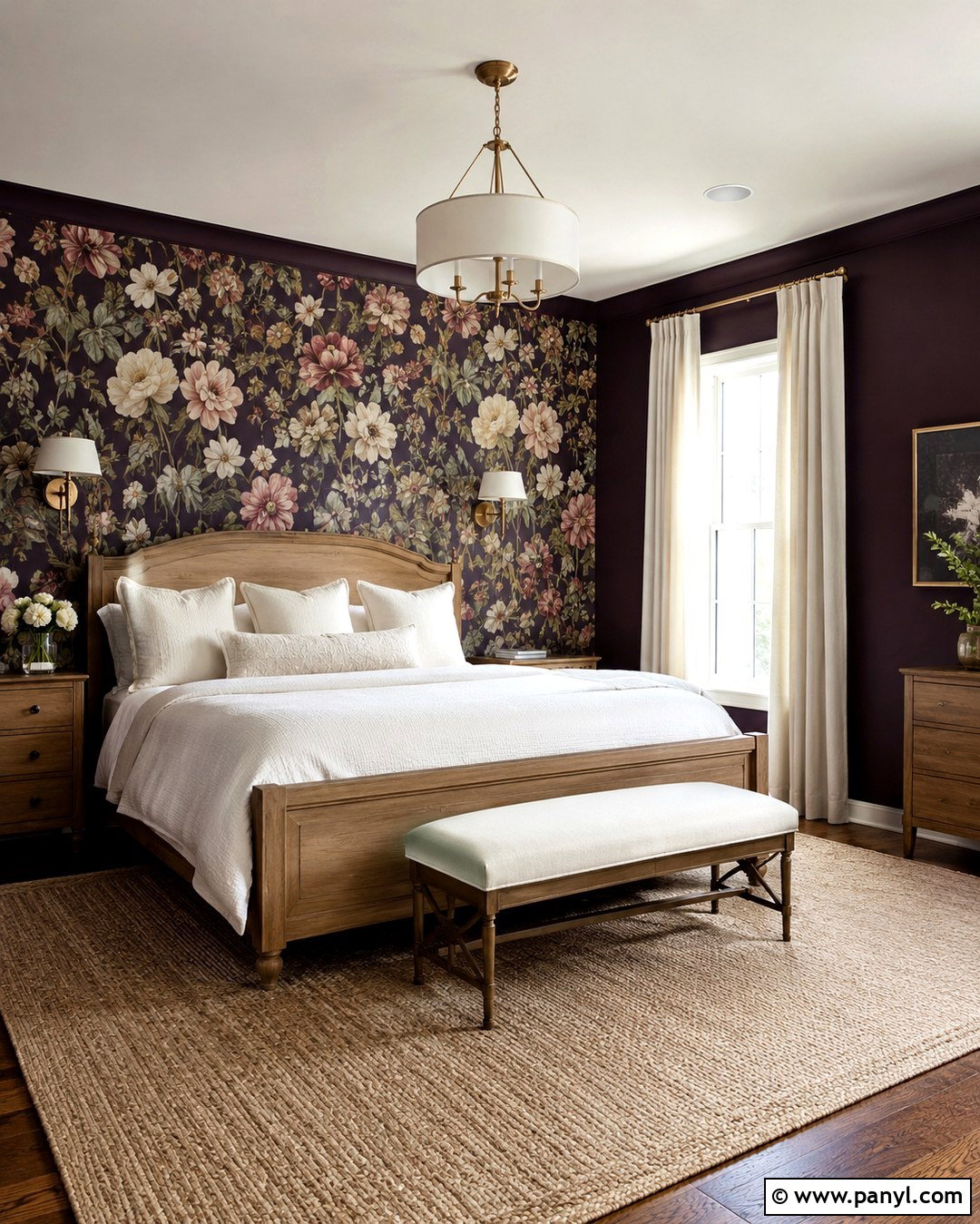 Eggplant Wall With Floral Wallpaper - 20 Eggplant Wall Ideas