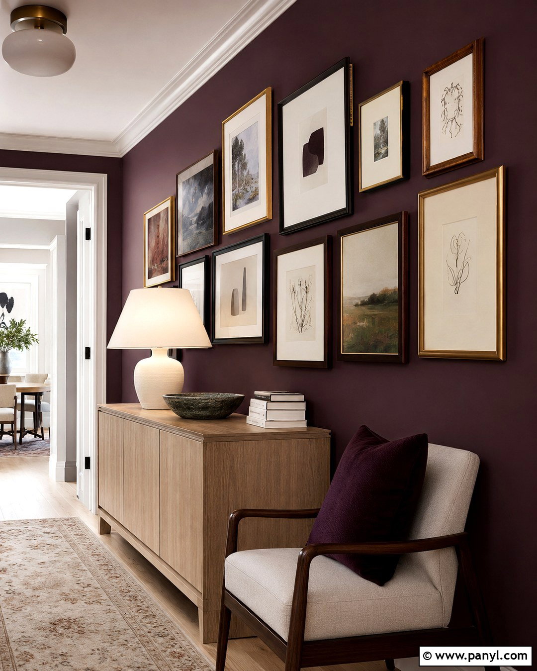 Eggplant Wall With Gallery Art - 20 Eggplant Wall Ideas