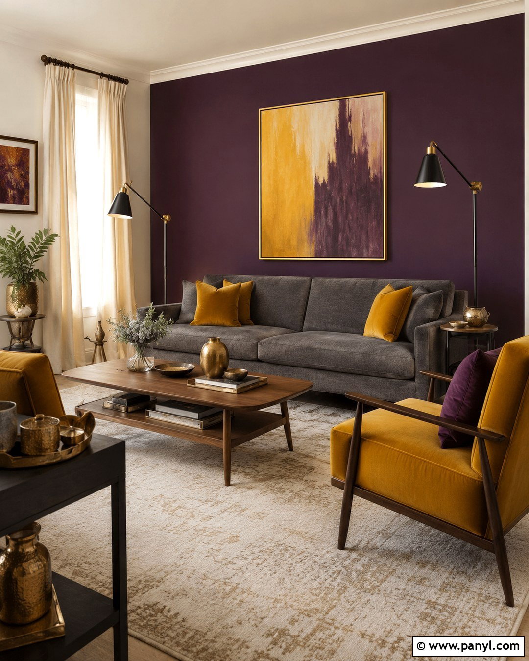 Eggplant Wall With Mustard Yellow - 20 Eggplant Wall Ideas