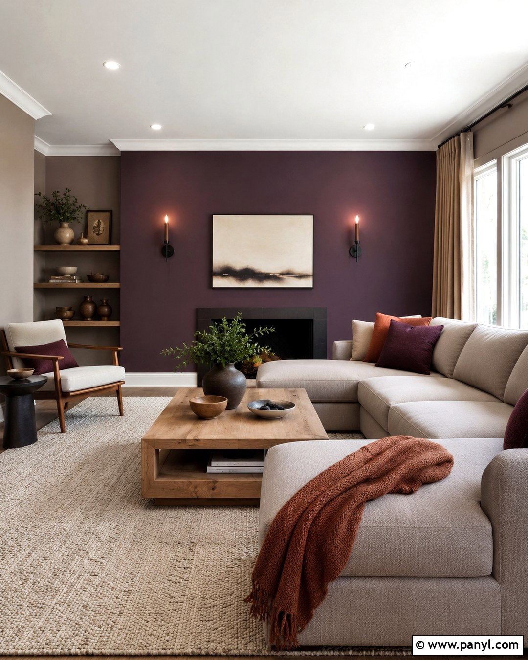 Eggplant Wall With Warm Greige - 20 Eggplant Wall Ideas