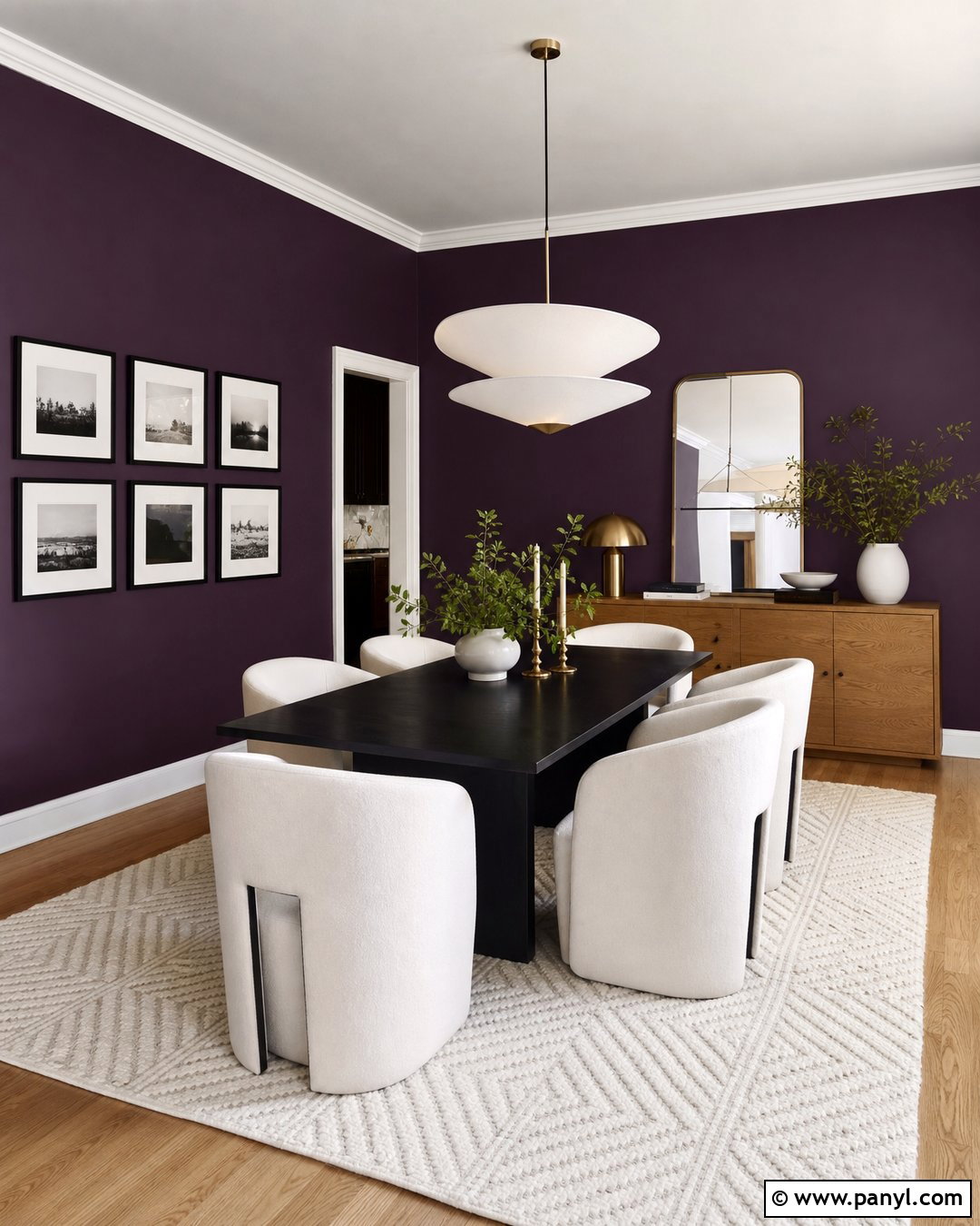 Eggplant Walls With Black And White Decor - 20 Eggplant Walls