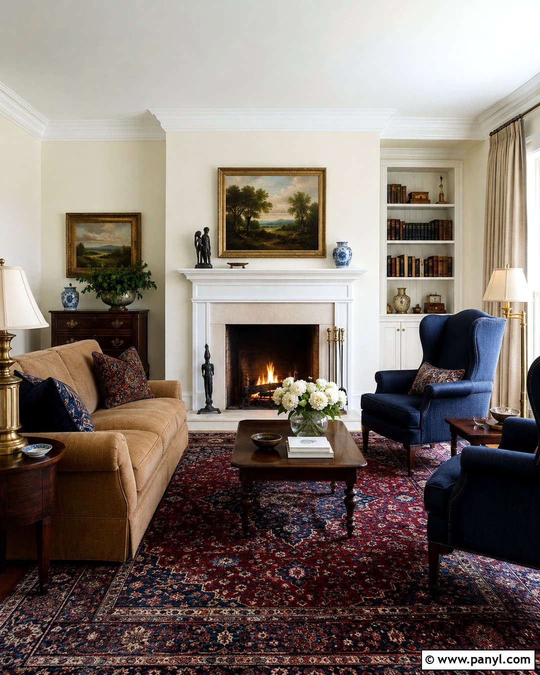 Eggshell White Walls In A Traditional Living Room - 20 Eggshell White Walls