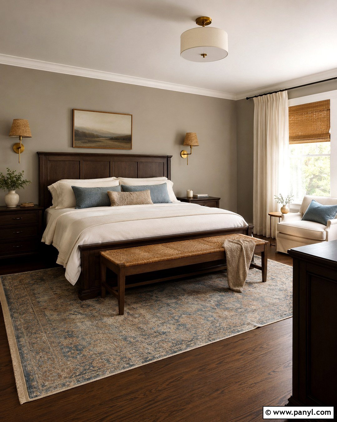 Egyptian Cotton Bedroom With Dark Wood - 20 Egyptian Cotton Wall Paint Ideas