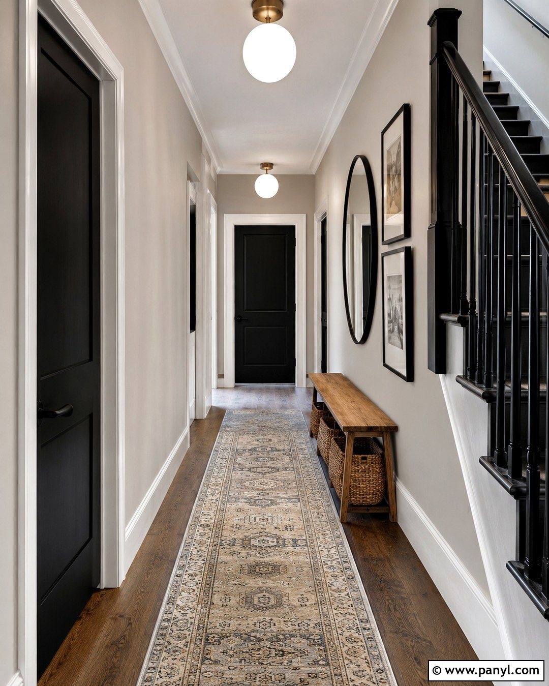Egyptian Cotton Hallway With Black Accents - 20 Egyptian Cotton Wall Paint Ideas