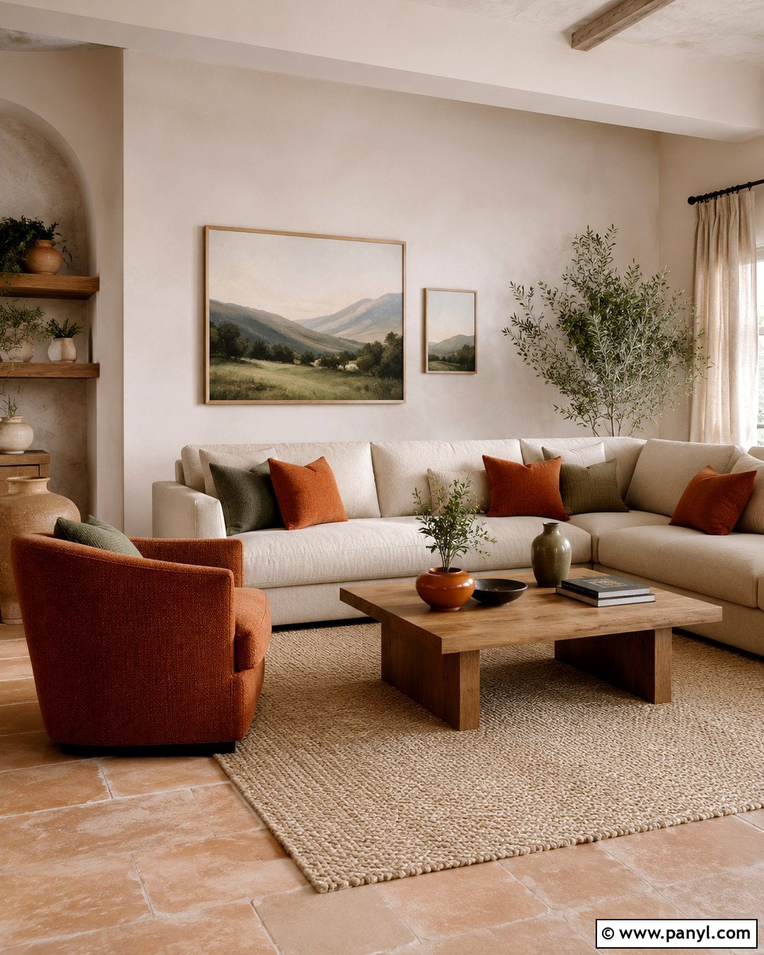 Egyptian Cotton Living Room With Terracotta - 20 Egyptian Cotton Wall Paint Ideas
