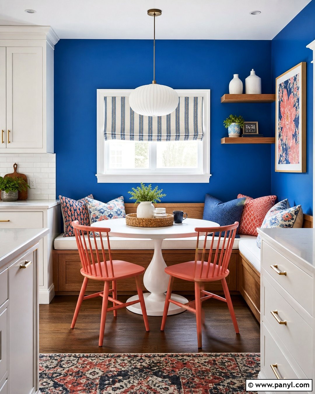 Electric Blue Kitchen Nook Accent Wall - 35 colorful accent wall ideas