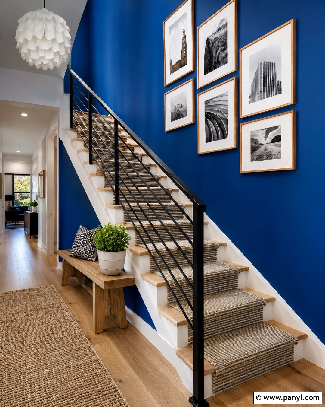 Electric Blue Staircase Wall - 20 Pop Of Color Wall Paint Ideas