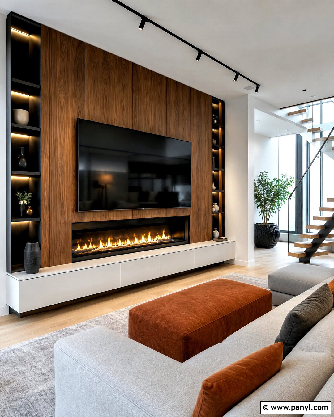 Electric Fireplace Media Wall - 20 modern fireplace ideas