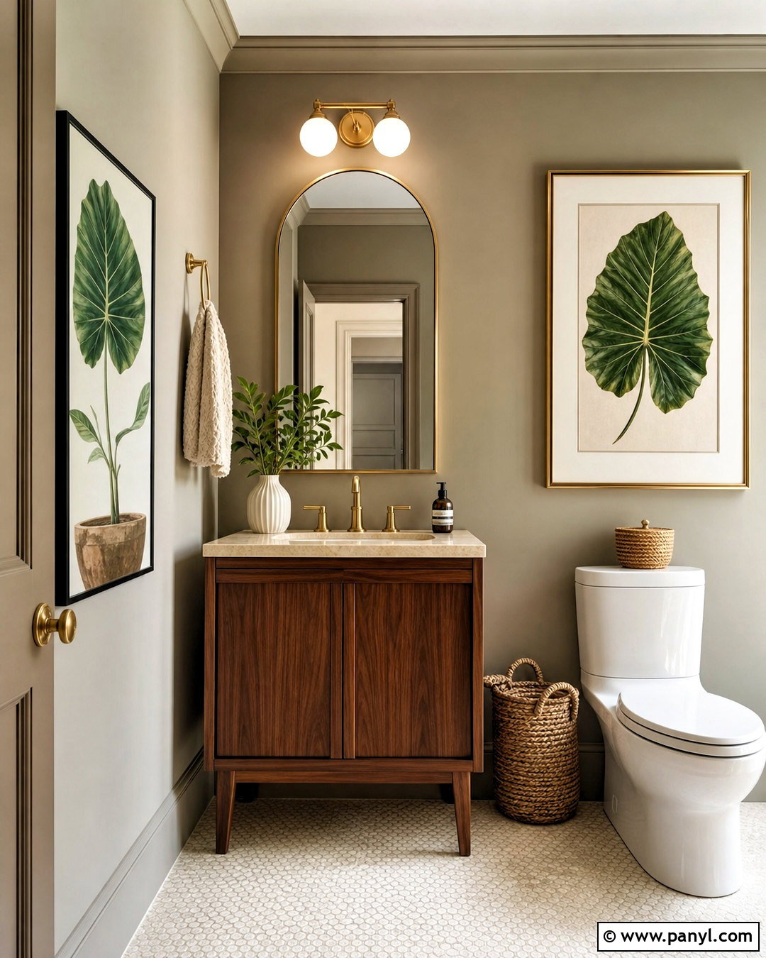 Elephant Ear Powder Room With Brass Accents - 20 elephant ear sherwin williams ideas