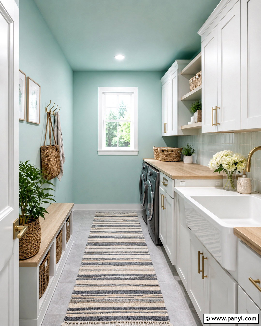 Embellished Blue SW 6749 Laundry Room - 20 light teal paint colors