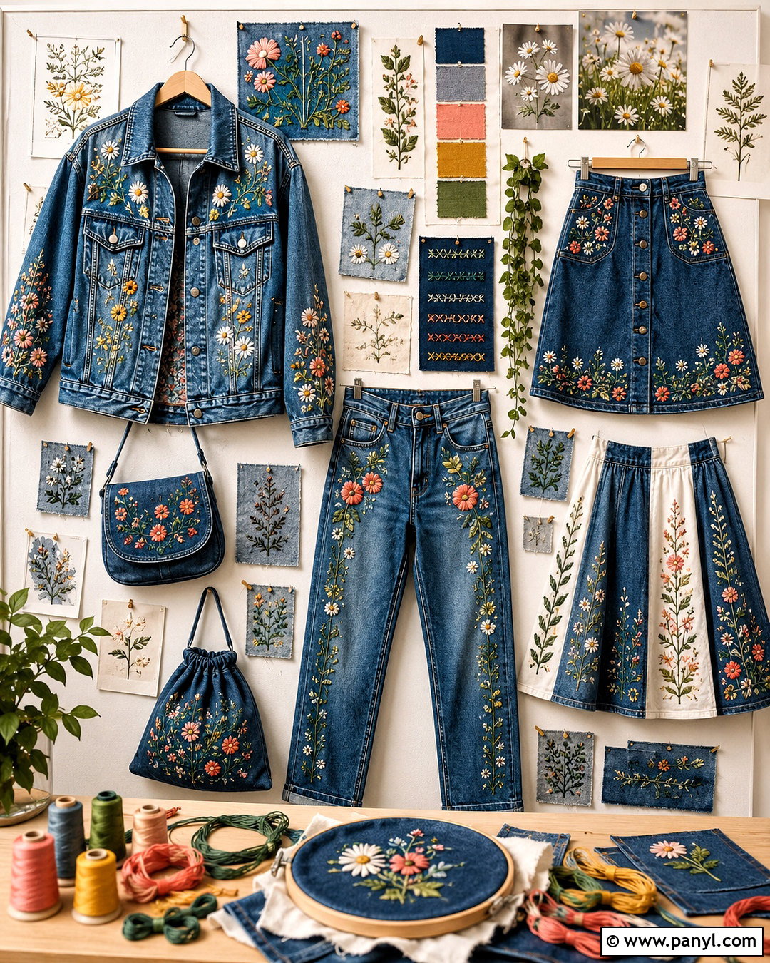 Embroidered Denim Board - 20 denim inspiration board ideas