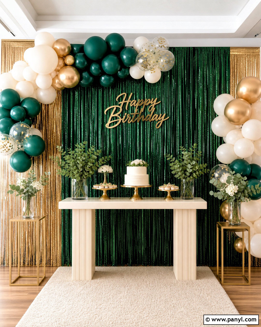 Emerald And Gold Foil Curtain Backdrop - 20 foil curtain backdrop ideas birthday ideas