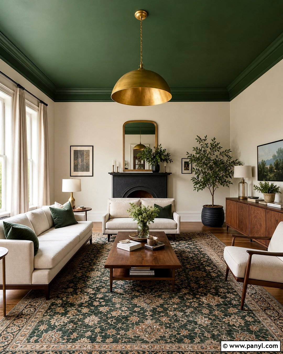Emerald Ceiling With Neutral Living Room Walls - 35 royal paint wall design for living room ideas