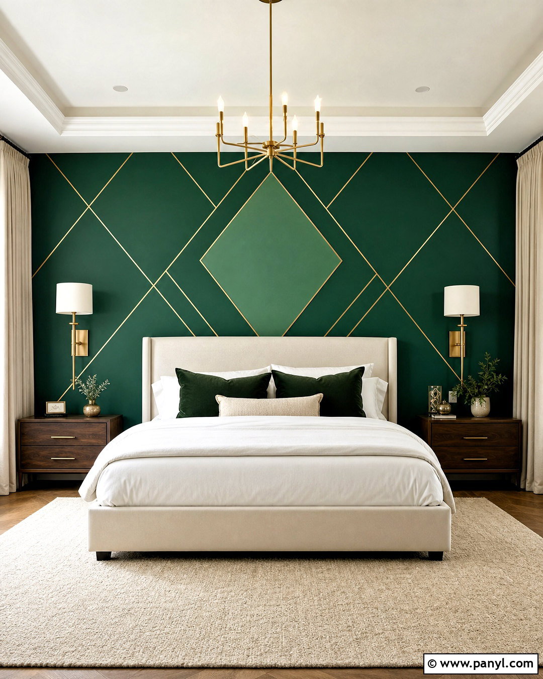 Emerald Diamond Bedroom Wall - 20 geometric wall paint bedroom ideas