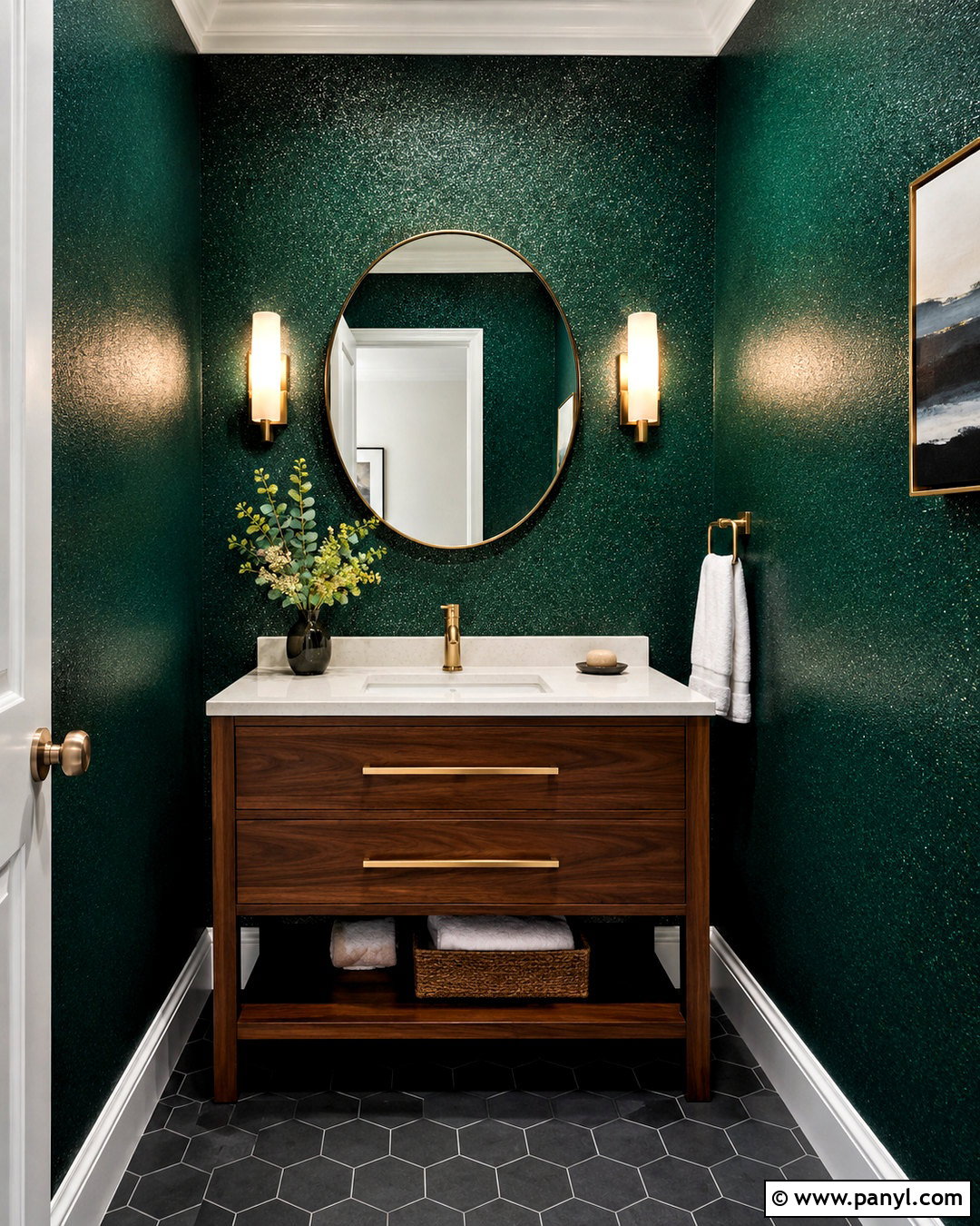 Emerald Glitter Wall Powder Room - 20 diy glitter paint for walls