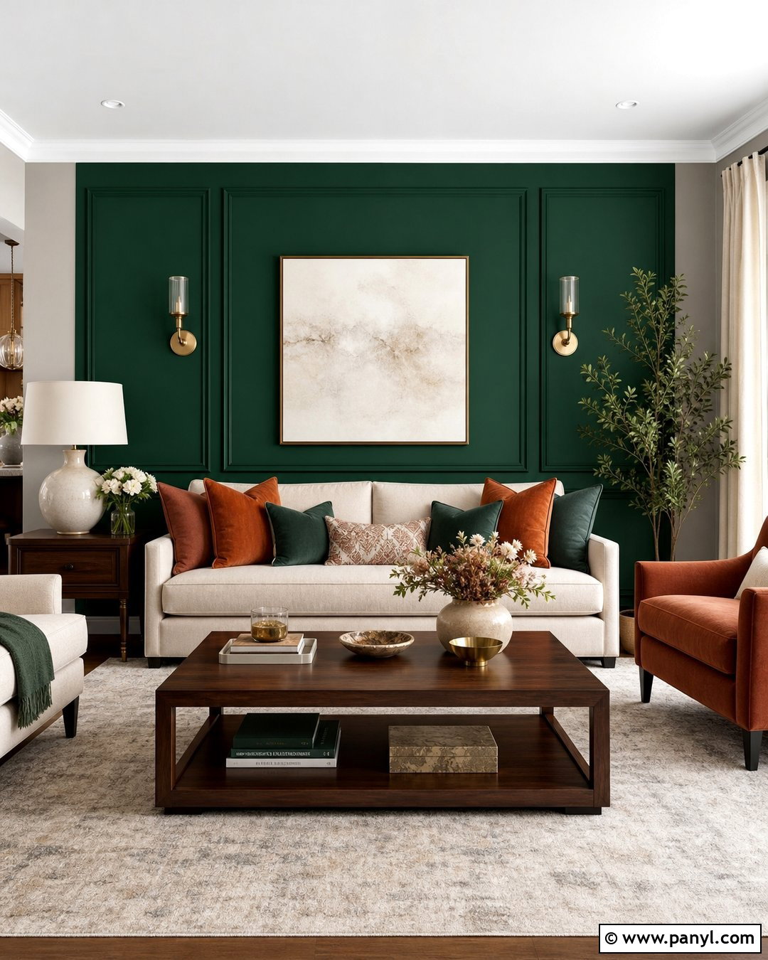 Emerald Green Accent Wall - 35 Aesthetic Room Wall Color Ideas