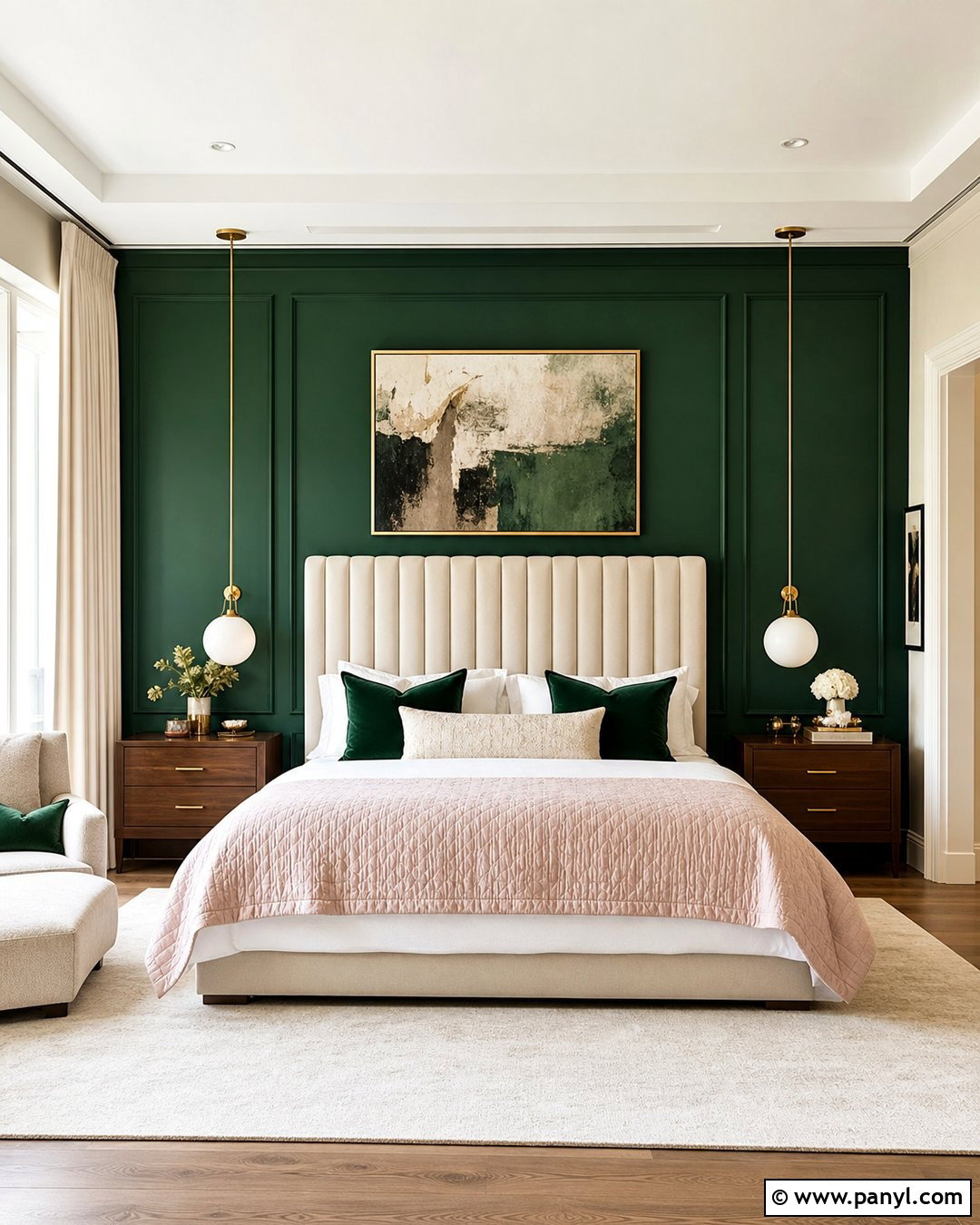 Emerald Green Accent Wall Bedroom - 35 green accent walls