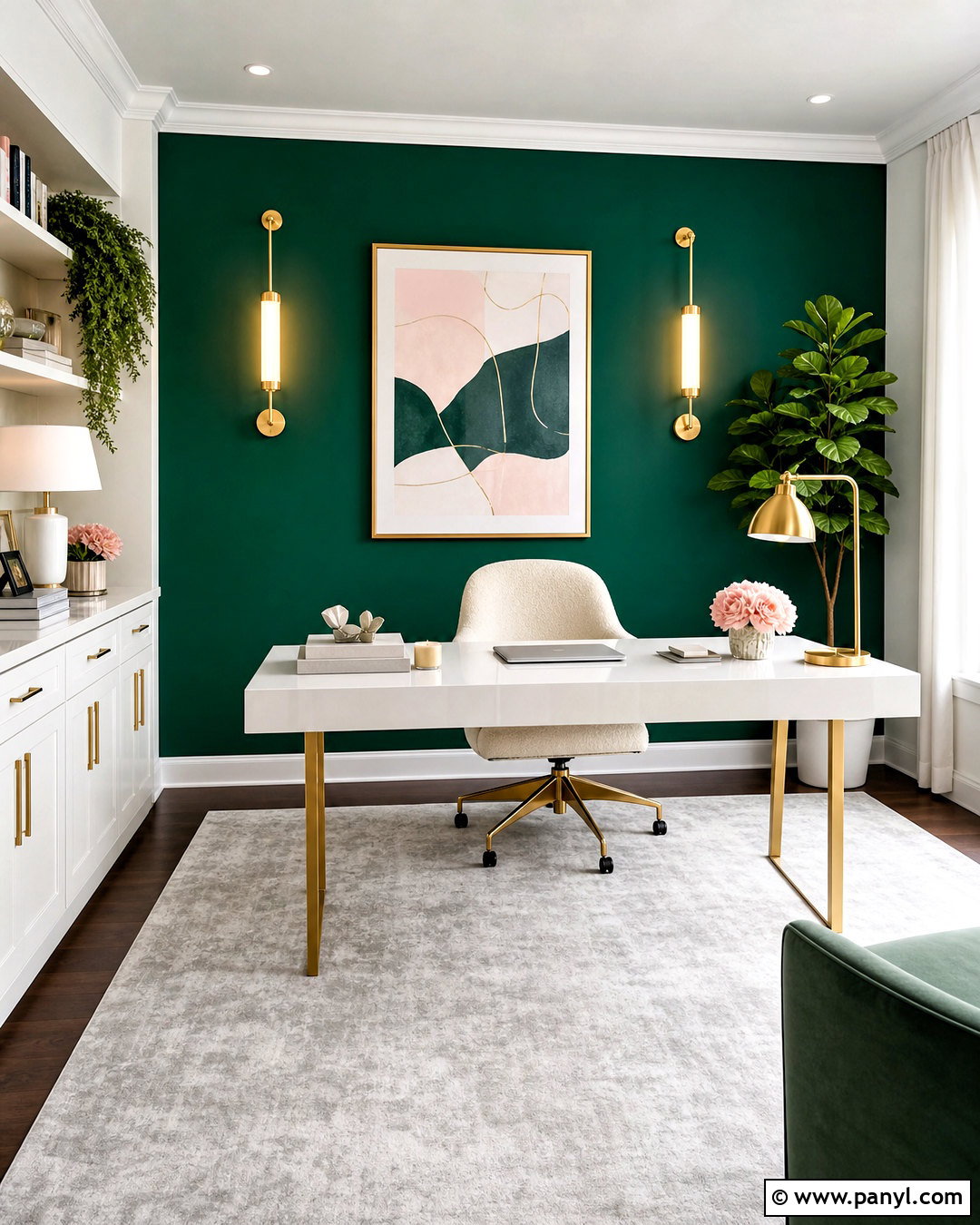 Emerald Green Accent Wall Office - 20 green accent wall office ideas