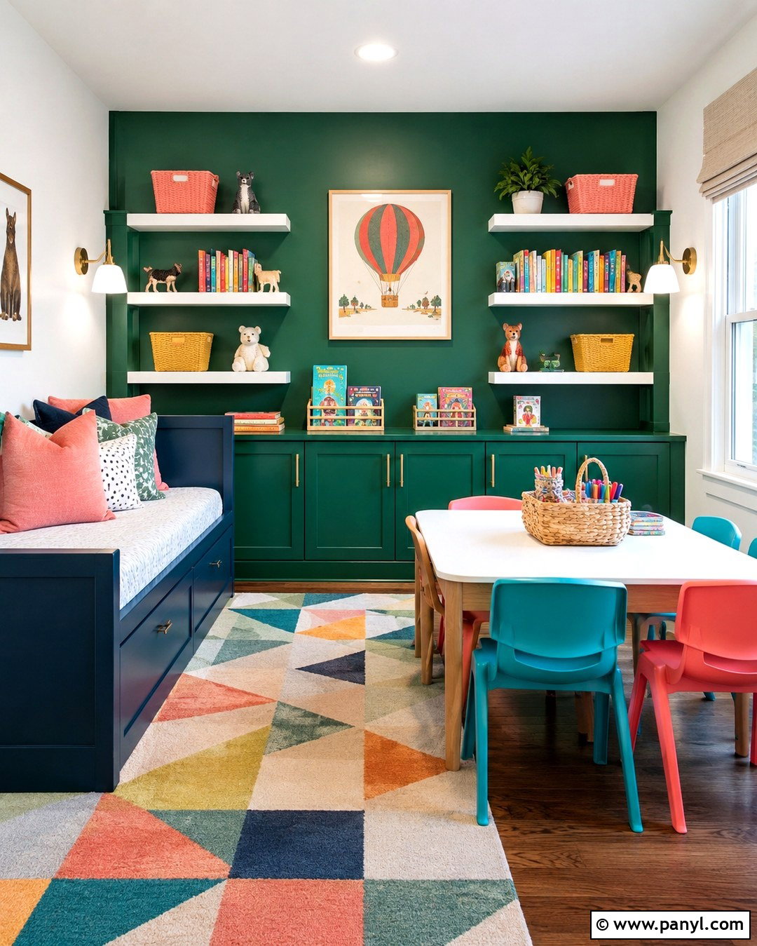 Emerald Green Accent Wall Playroom - 20 Green Accent Wall Playroom Ideas
