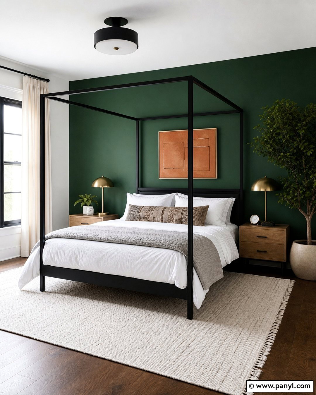Emerald Green Accent Wall With Black Furniture - 35 emerald green accent wall ideas