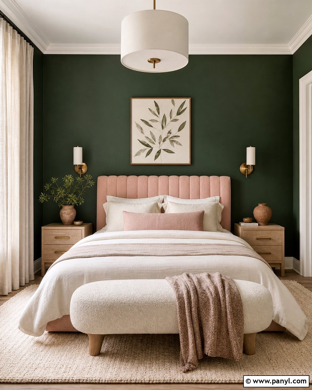 Emerald Green Accent Wall With Blush Pink - 35 emerald green accent wall ideas