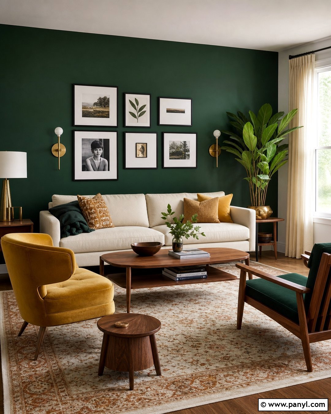 Emerald Green Accent Wall With Mustard Yellow - 35 emerald green accent wall ideas