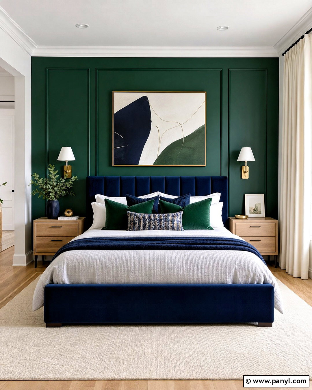 Emerald Green Accent Wall With Navy Blue - 20 emerald green accent wall bedroom ideas