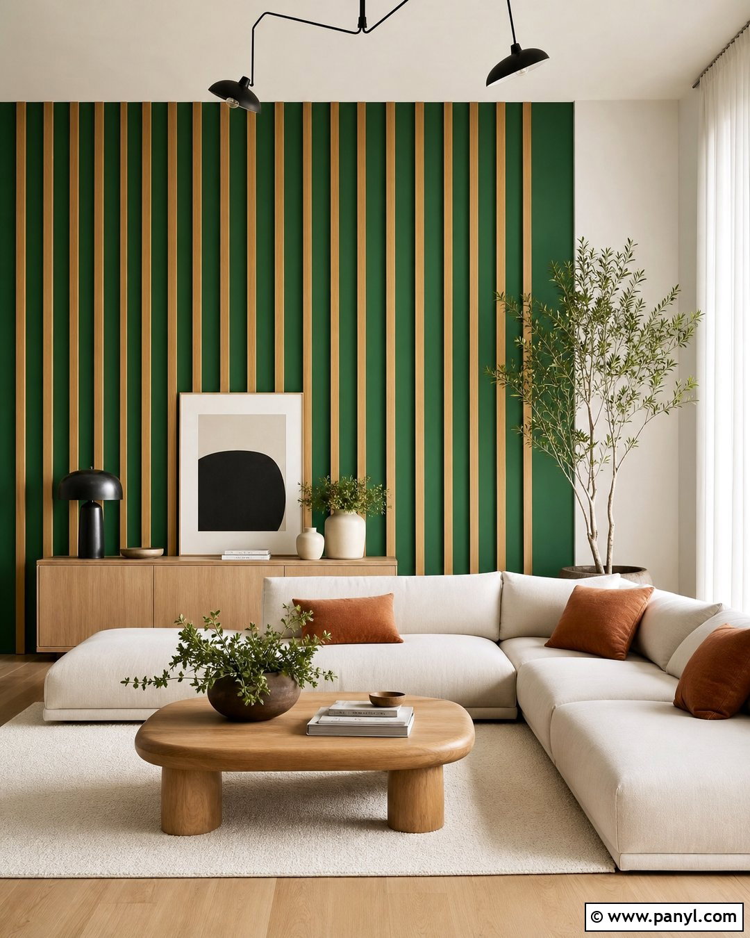 Emerald Green Accent Wall With Wood Slats - 35 emerald green accent wall ideas