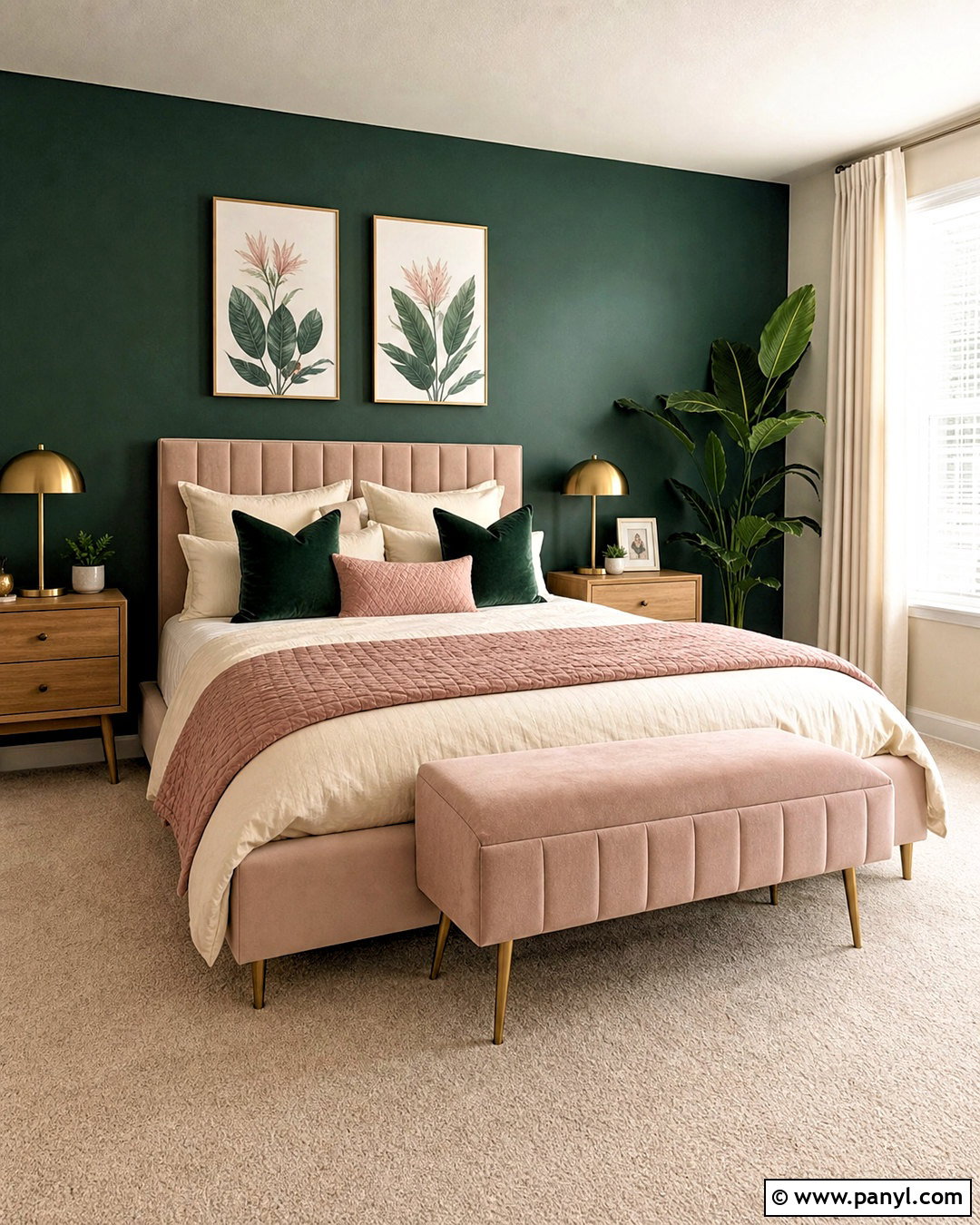 Emerald Green And Blush Pink Bedroom - 20 emerald green home decor ideas