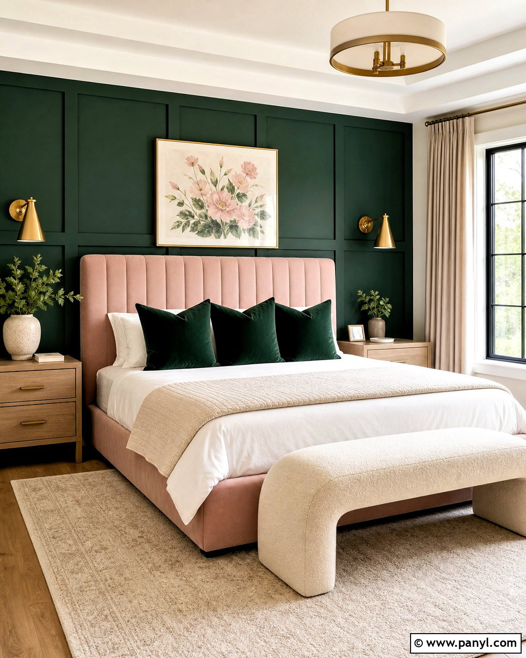 Emerald Green And Blush Pink Bedroom - 20 emerald green interior design ideas