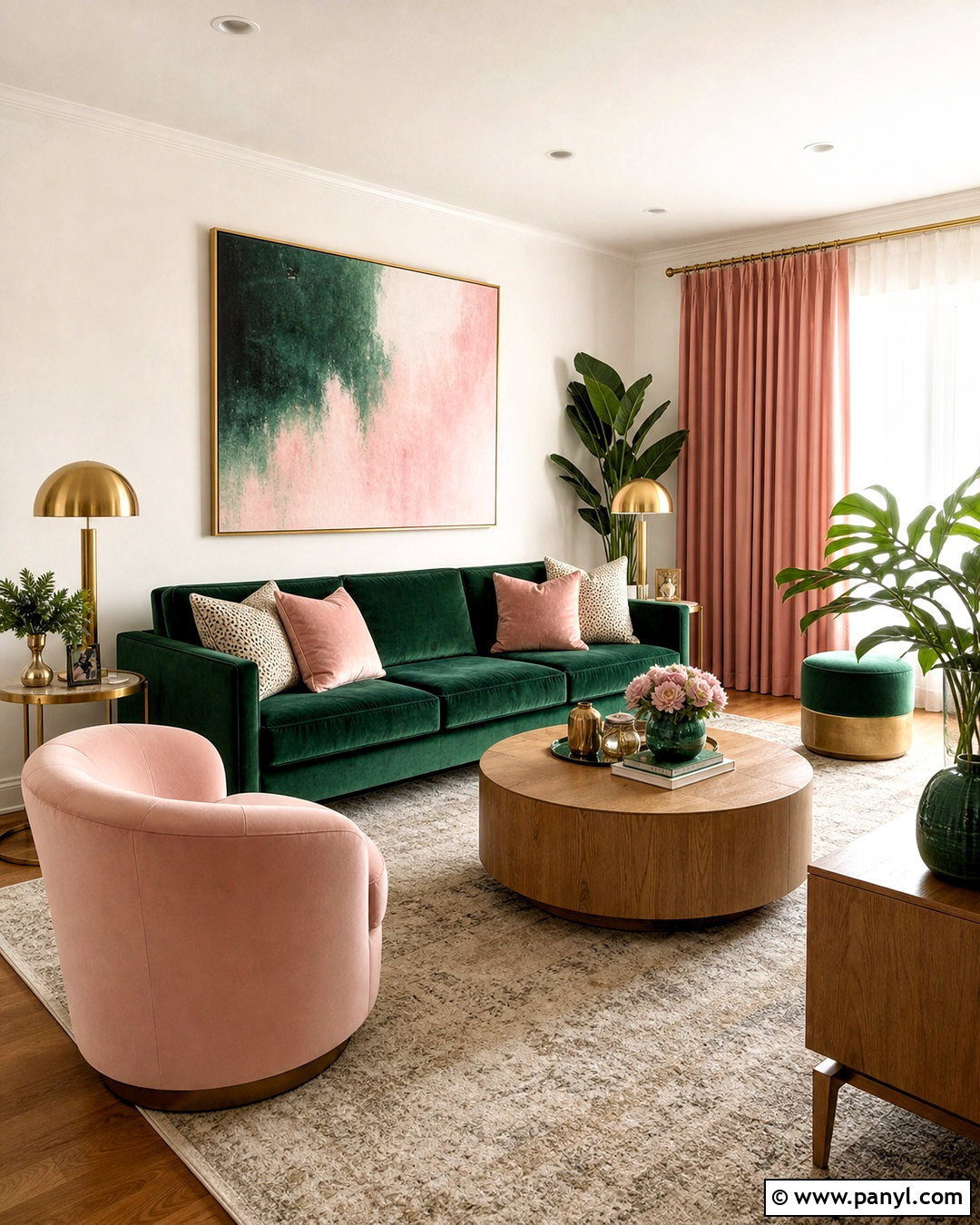 Emerald Green And Blush Pink Living Room - 20 emerald green living room color scheme ideas