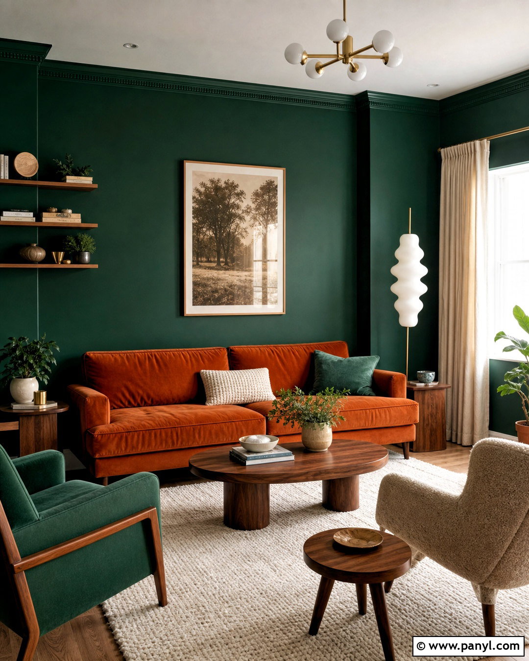 Emerald Green And Burnt Orange Lounge - 20 emerald green colour palette ideas