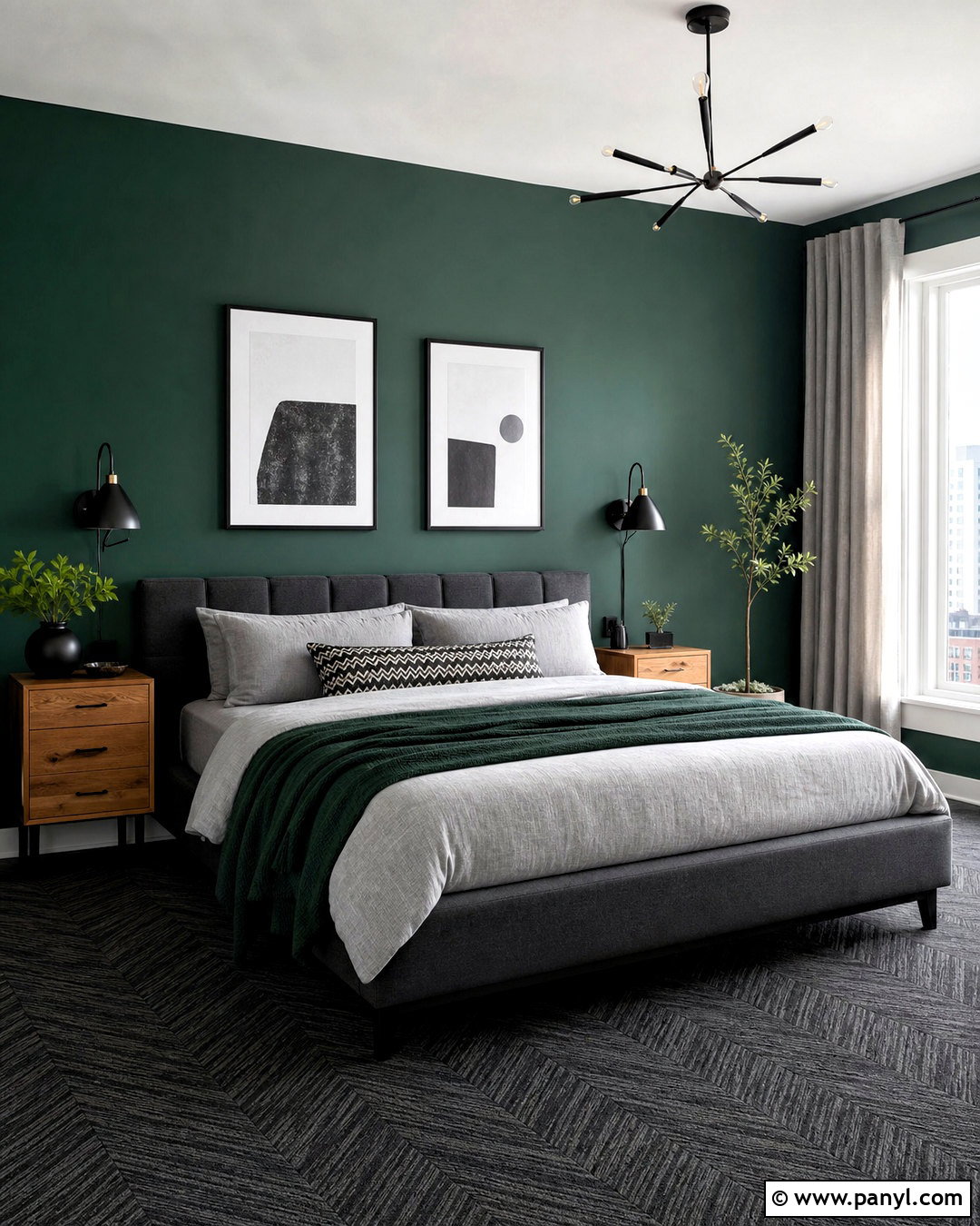Emerald Green And Charcoal Gray Bedroom - 20 emerald green bedroom colour schemes
