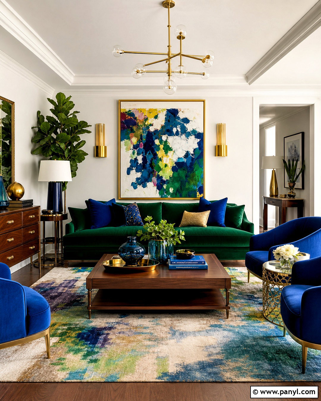 Emerald Green And Cobalt Blue Living Room - 20 green and blue decor ideas