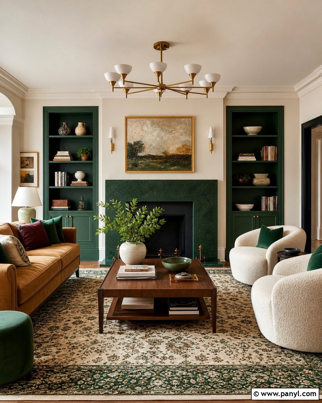 Emerald Green And Cream Drawing Room Wall Colour - 30 drawing room wall colour ideas