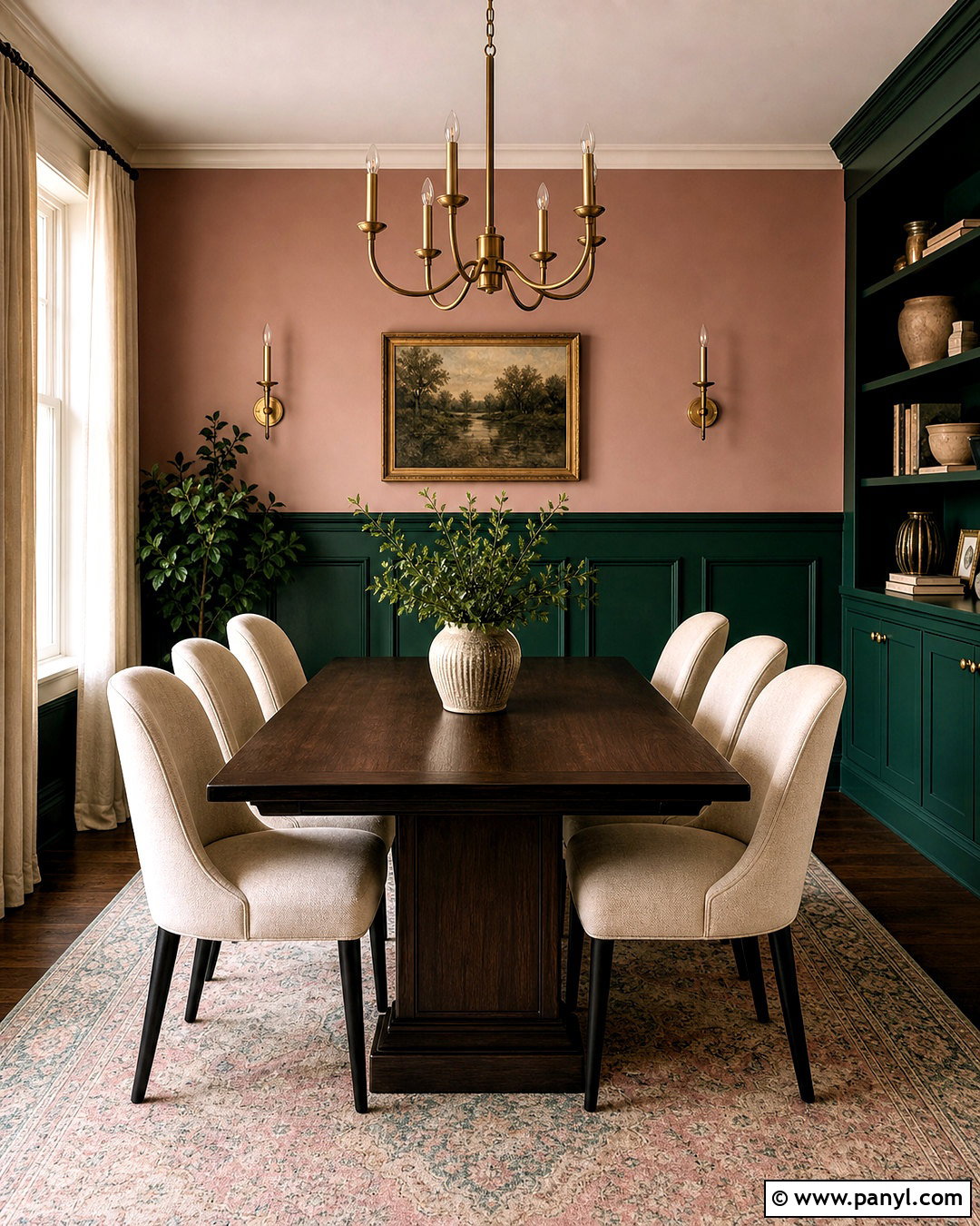 Emerald Green And Dusty Rose Dining Room - 20 emerald green colour palette ideas