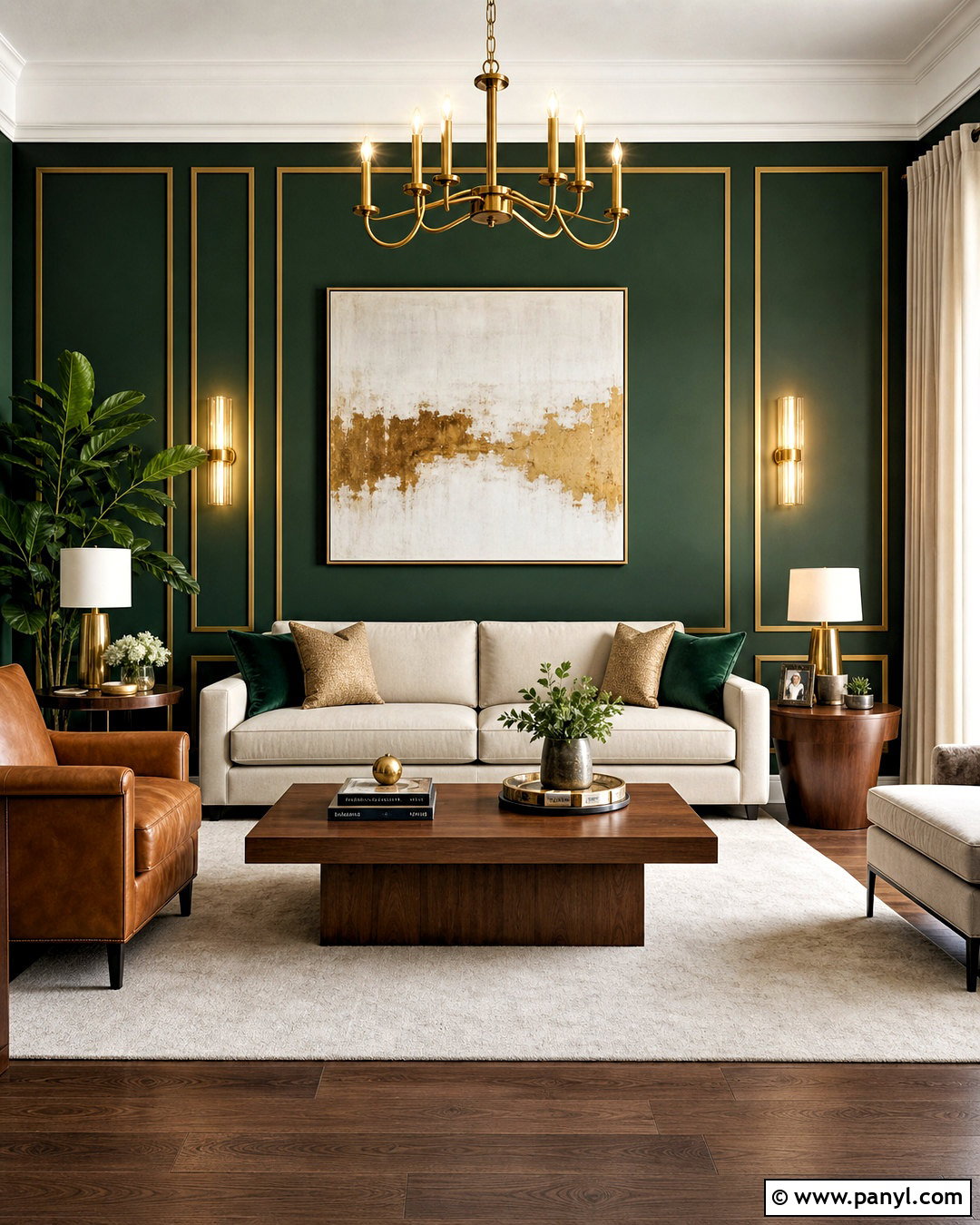 Emerald Green And Gold Accent Wall - 20 gold accent wall ideas