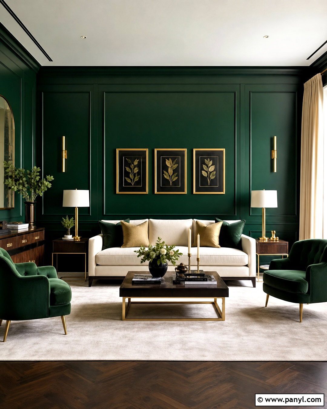 Emerald Green And Gold Drawing Room - 20 drawing room color combination ideas