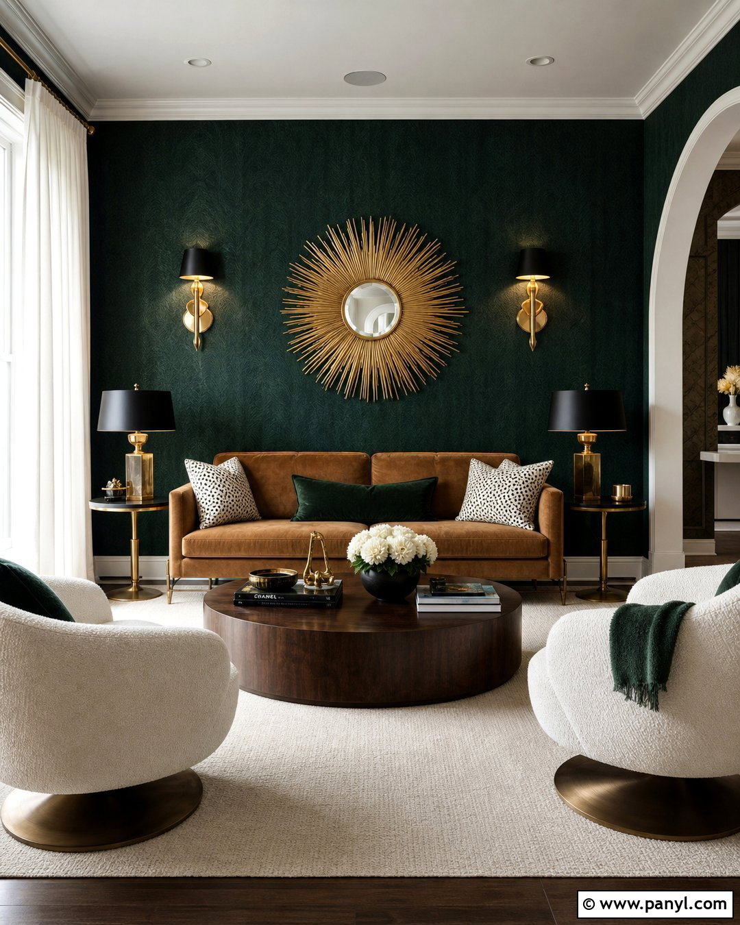 Emerald Green And Golden Wall - 35 golden wall ideas