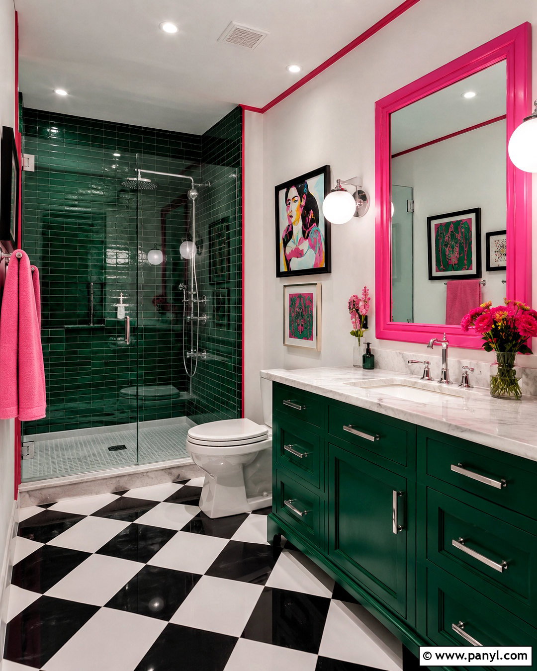 Emerald Green And Hot Pink Bathroom - 20 pink and green bathroom ideas