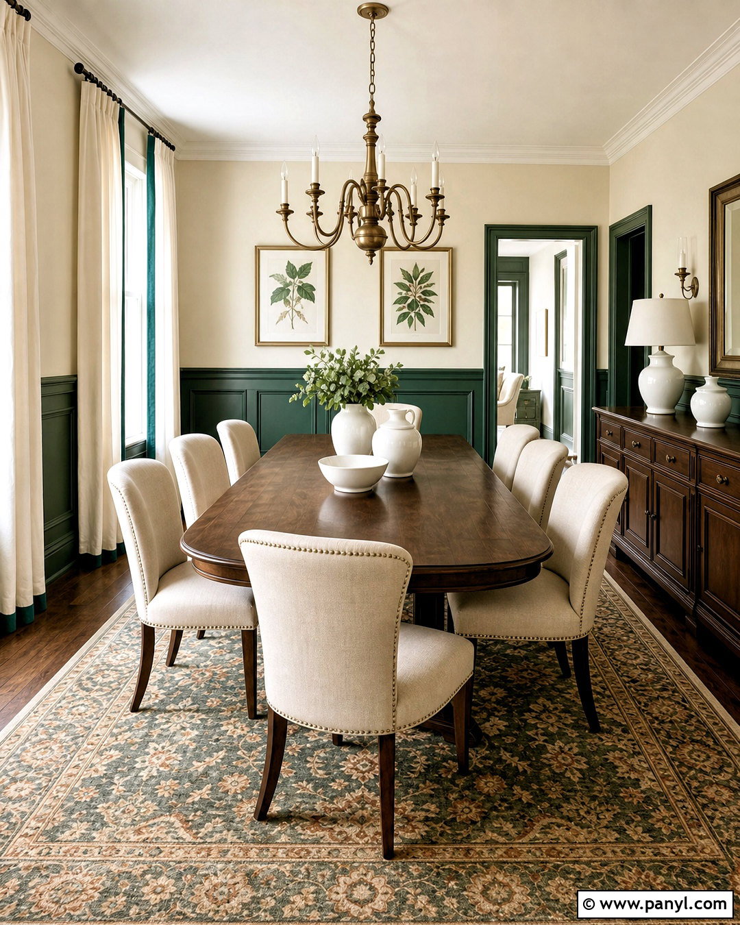 Emerald Green And Ivory Dining Room Walls - 20 two color wall ideas