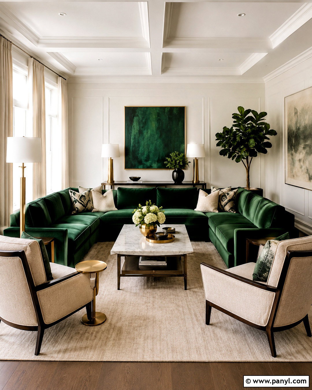 Emerald Green And Ivory Living Room - 20 color combinations home living rooms